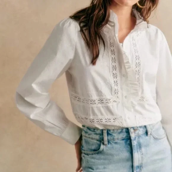 Sezane Ulysse Shirt in ecru size 38/6 - Picture 1 of 4